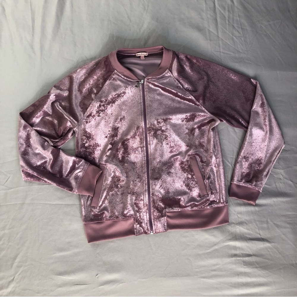 Juicy Couture Vintage Y2K Metallic Track Jacket Lilac‎ Snow Women’s size Large